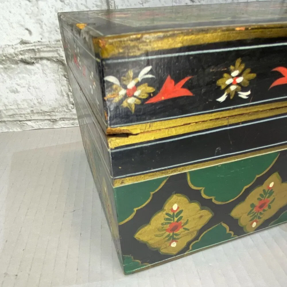 Ornate Indian Wooden Box Hand Painted